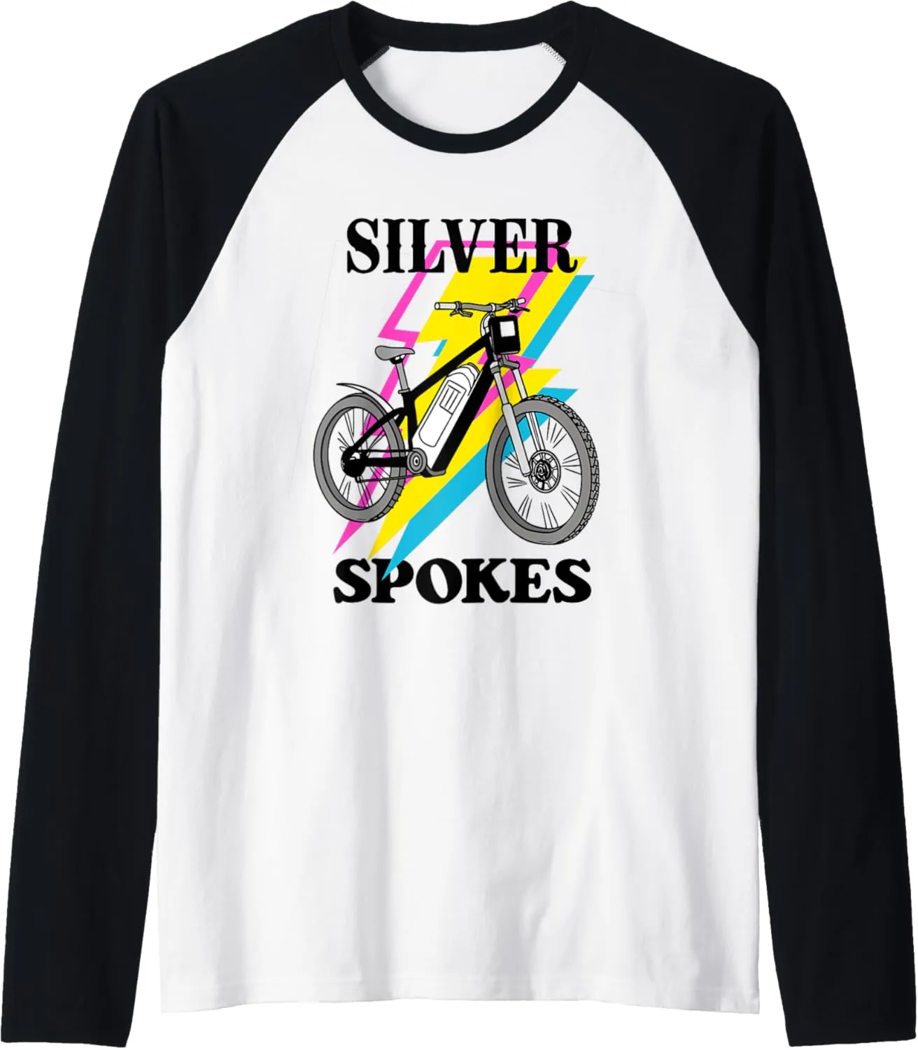 Silver Spokes E-Bike Riders Senior Group Cruising Style Raglan Baseball Tee