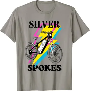 Silver Spokes E-Bike Riders Senior Group Cruising Style T-Shirt