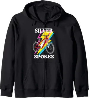 Silver Spokes E-Bike Riders Senior Group Cruising Style Zip Hoodie