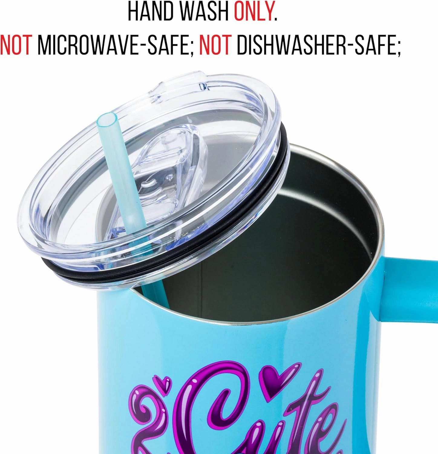 Silver Buffalo Disney Lilo and Stitch 2 Cute Kawaii Stitch Sitting Stainless Steel Tumbler with Handle and Straw, Fits in Standard Cup Holder, 40 Ounces