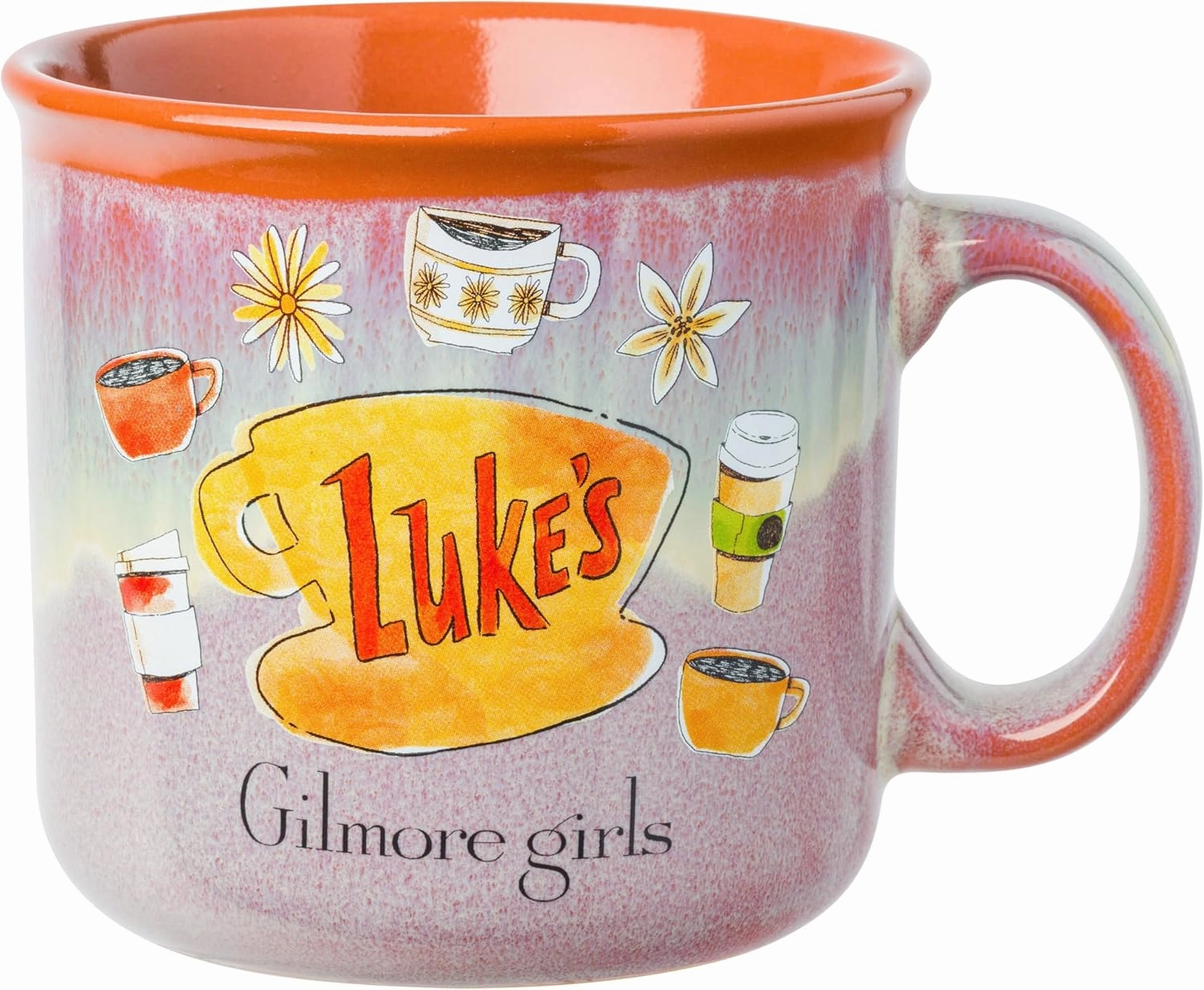 Silver Buffalo Gilmore Girls Luke's Diner Iconic Icons Reactive Glaze Ceramic Camper Mug, 20 Ounces