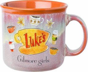 Silver Buffalo Gilmore Girls Luke's Diner Iconic Icons Reactive Glaze Ceramic Camper Mug, 20 Ounces