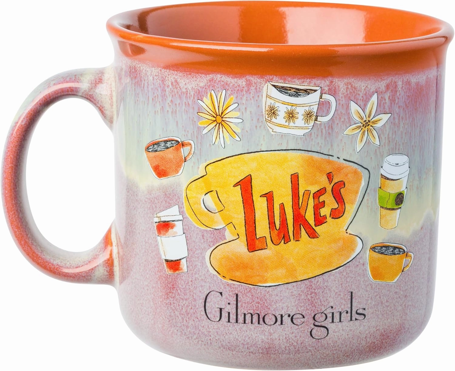 Silver Buffalo Gilmore Girls Luke's Diner Iconic Icons Reactive Glaze Ceramic Camper Mug, 20 Ounces