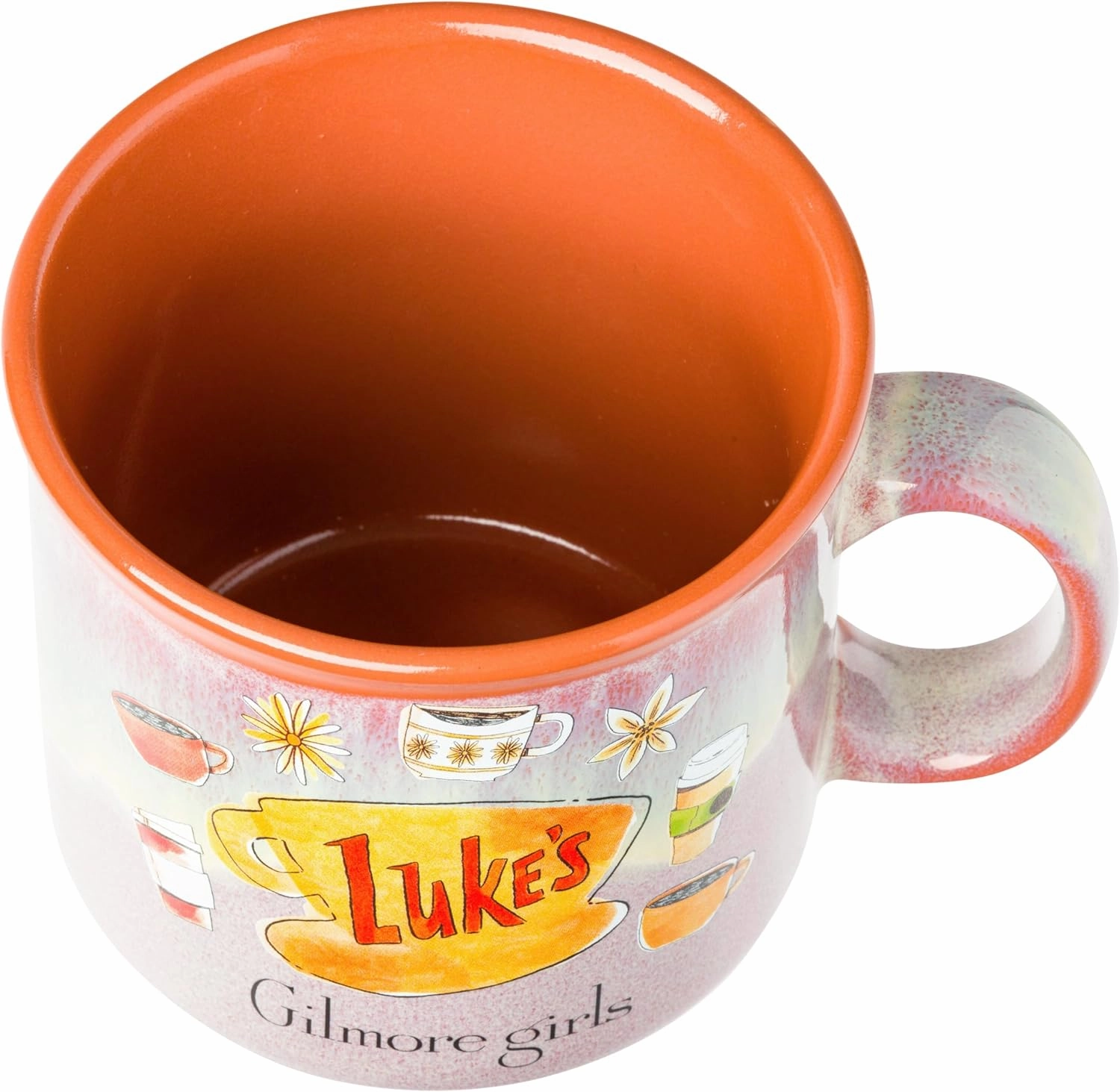 Silver Buffalo Gilmore Girls Luke's Diner Iconic Icons Reactive Glaze Ceramic Camper Mug, 20 Ounces