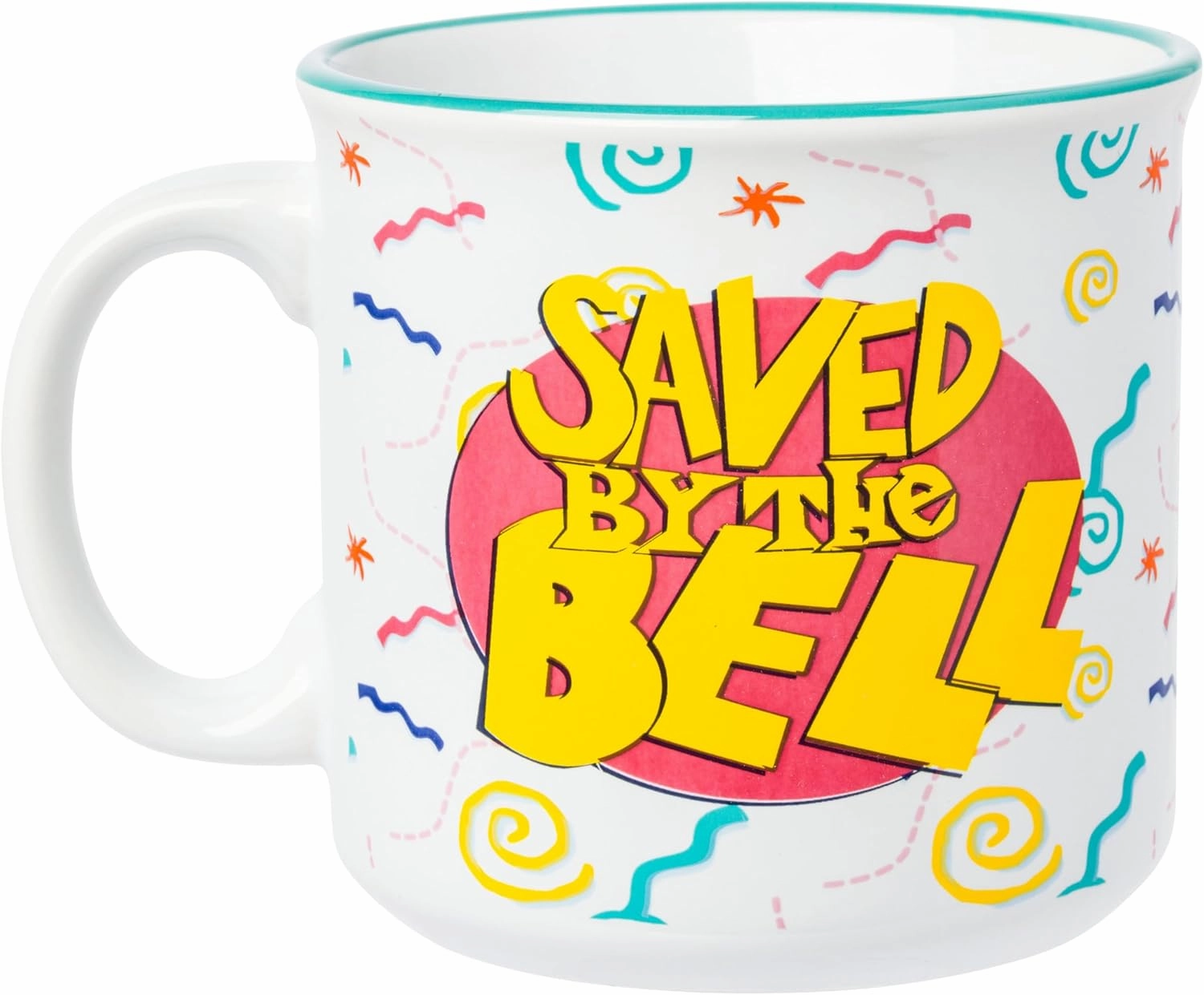 Silver Buffalo Saved By The Bell Retro Pattern 20oz Ceramic Camper Mug