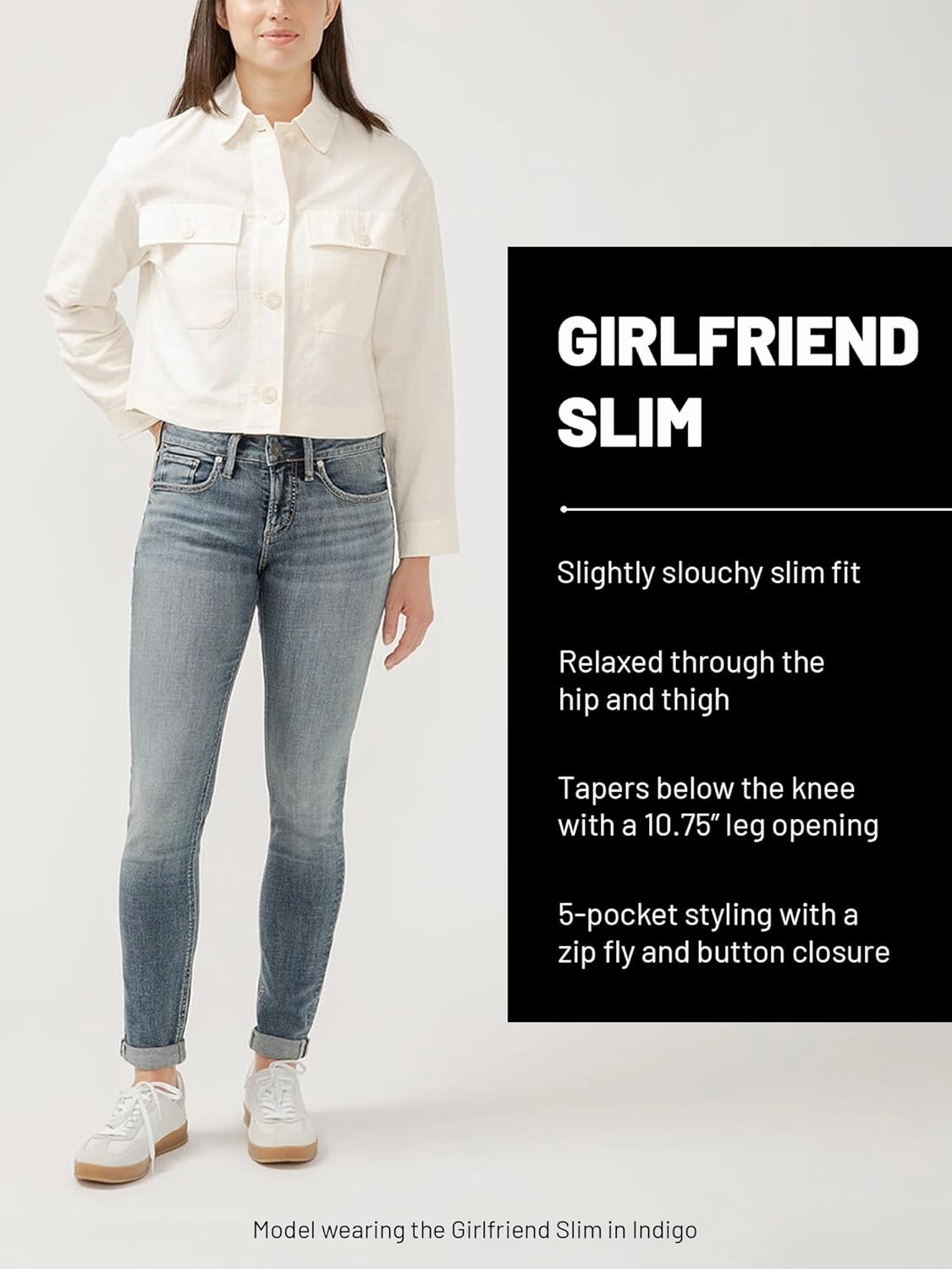 Silver Jeans Co. Women's Girlfriend Mid Rise Skinny Jeans-Legacy