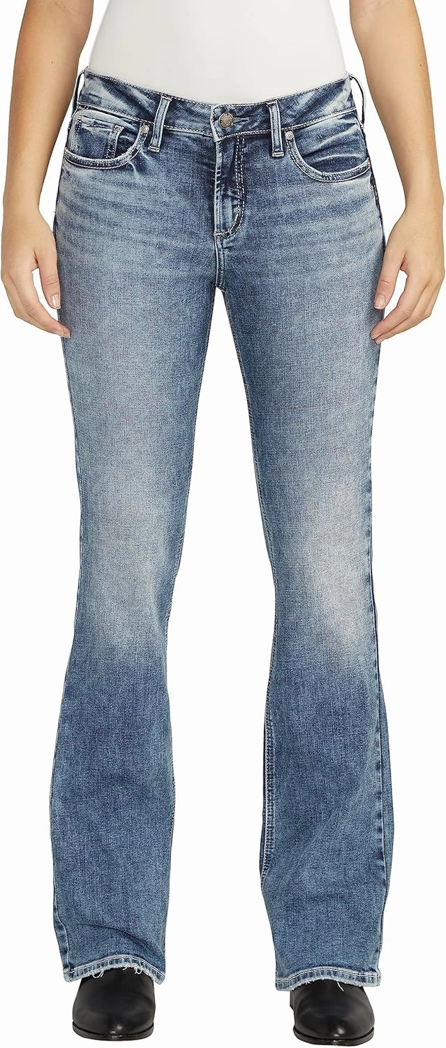 Silver Jeans Co. Women's Suki Mid Rise Curvy Fit Bootcut Jeans