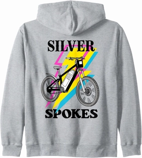 Silver Spokes E-Bike Riders Senior Group Cruising Style Zip Hoodie