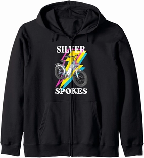 Silver Spokes E-Bike Riders Senior Group Cruising Style Zip Hoodie