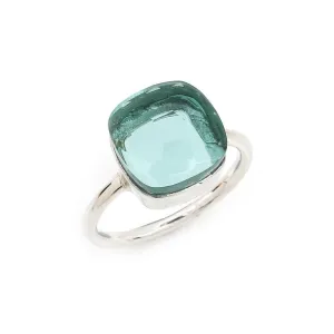 Simple Aquamarine Ring - Silver Statement Ring- Aqua Gemstone Silver Ring- Green Aquamarine Silver Ring- Wedding Silver Ring, Ring for Women