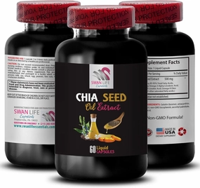Skin care - CHIA SEED OIL EXTRACT - Glossy finish, Hair hydration, Organic oil, Lightweight texture, Glow oil, Smooth texture, Plant-based oil, Body hydration, Soft skin 1 Bottle 60 Capsules