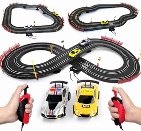 Slot Car Race Track 1:43 Scale Electric Toys High-Speed Cars Dual Racing Track Sets with 2 Hand Controllers,Race Tracks Game Gifts for Kids Children 6 7 8 Boys Girls
