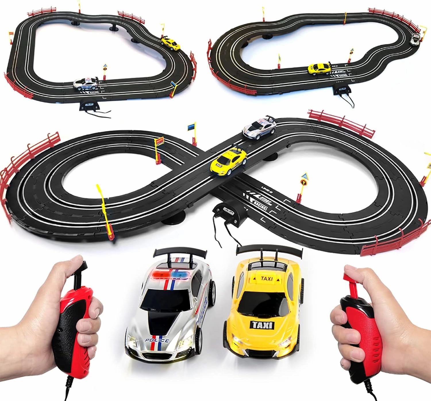 Slot Car Race Track 1:43 Scale Electric Toys High-Speed Cars Dual Racing Track Sets with 2 Hand Controllers,Race Tracks Game Gifts for Kids Children 6 7 8 Boys Girls