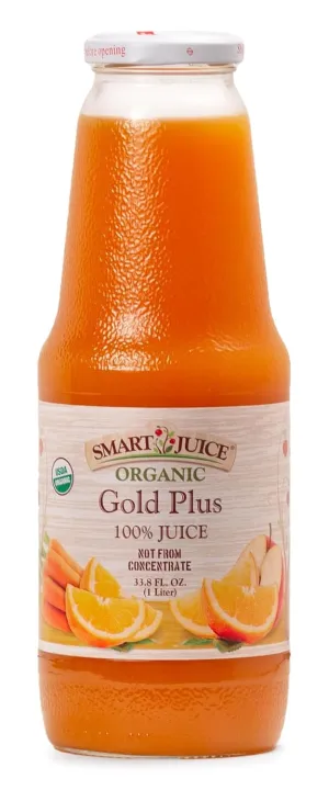 Smart Juice Organic Gold Plus Juice - 33.8 fl oz (1L) - (Pack of 6) 100% Juice Not From Concentrate