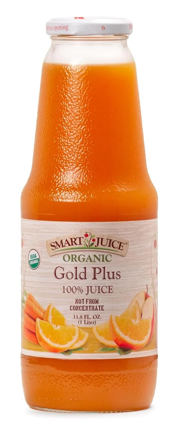 Smart Juice Organic Gold Plus Juice - 33.8 fl oz (1L) - (Pack of 6) 100% Juice Not From Concentrate