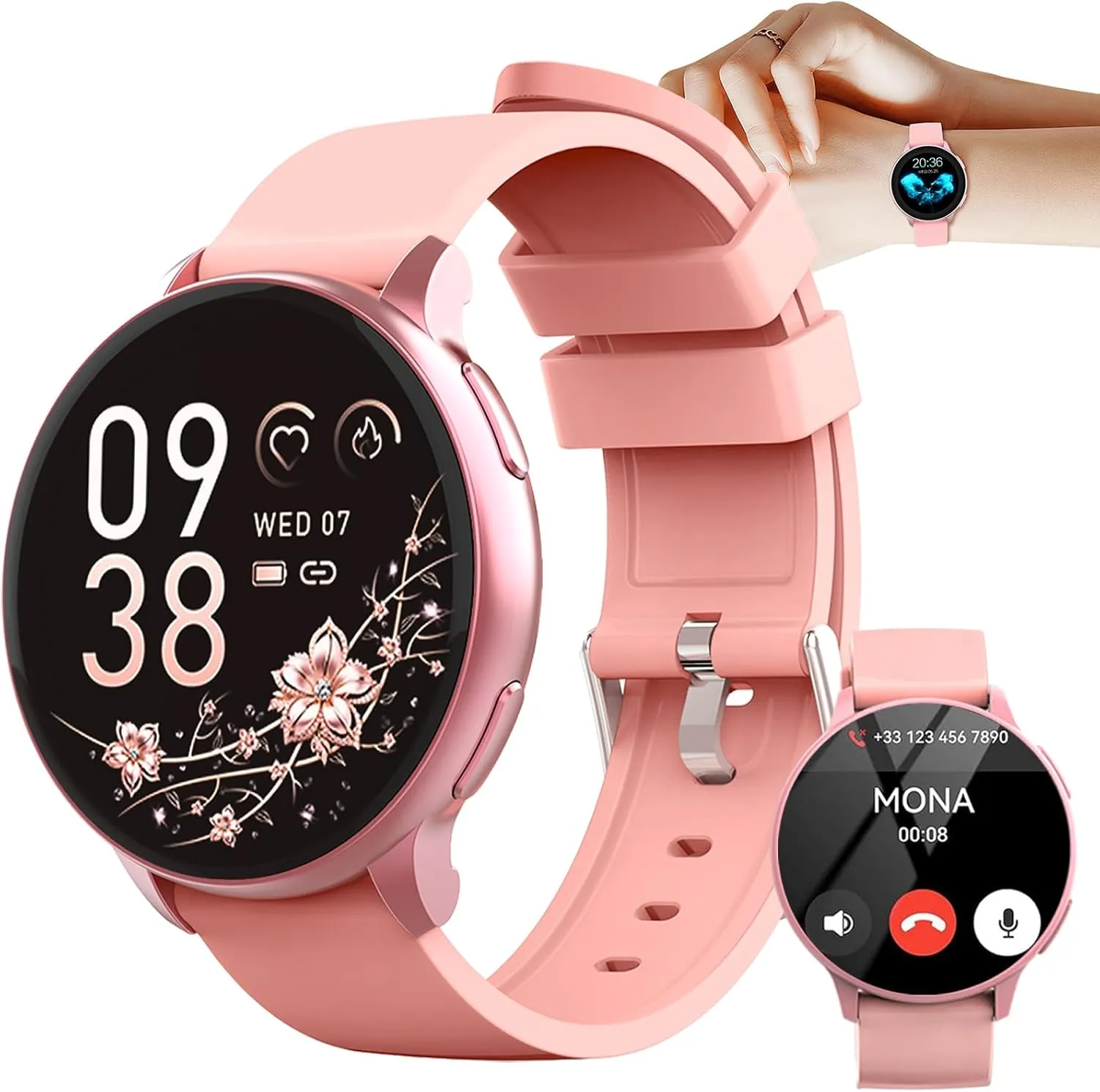 Smart Watch for Men Women Fitness Tracker with 100  Sport Modes,Activity Trackers for iOS/Android Waterproof/Heart Rate/Sleep/Steps Monitor/Pedometer Monitor Monitor (Pink)