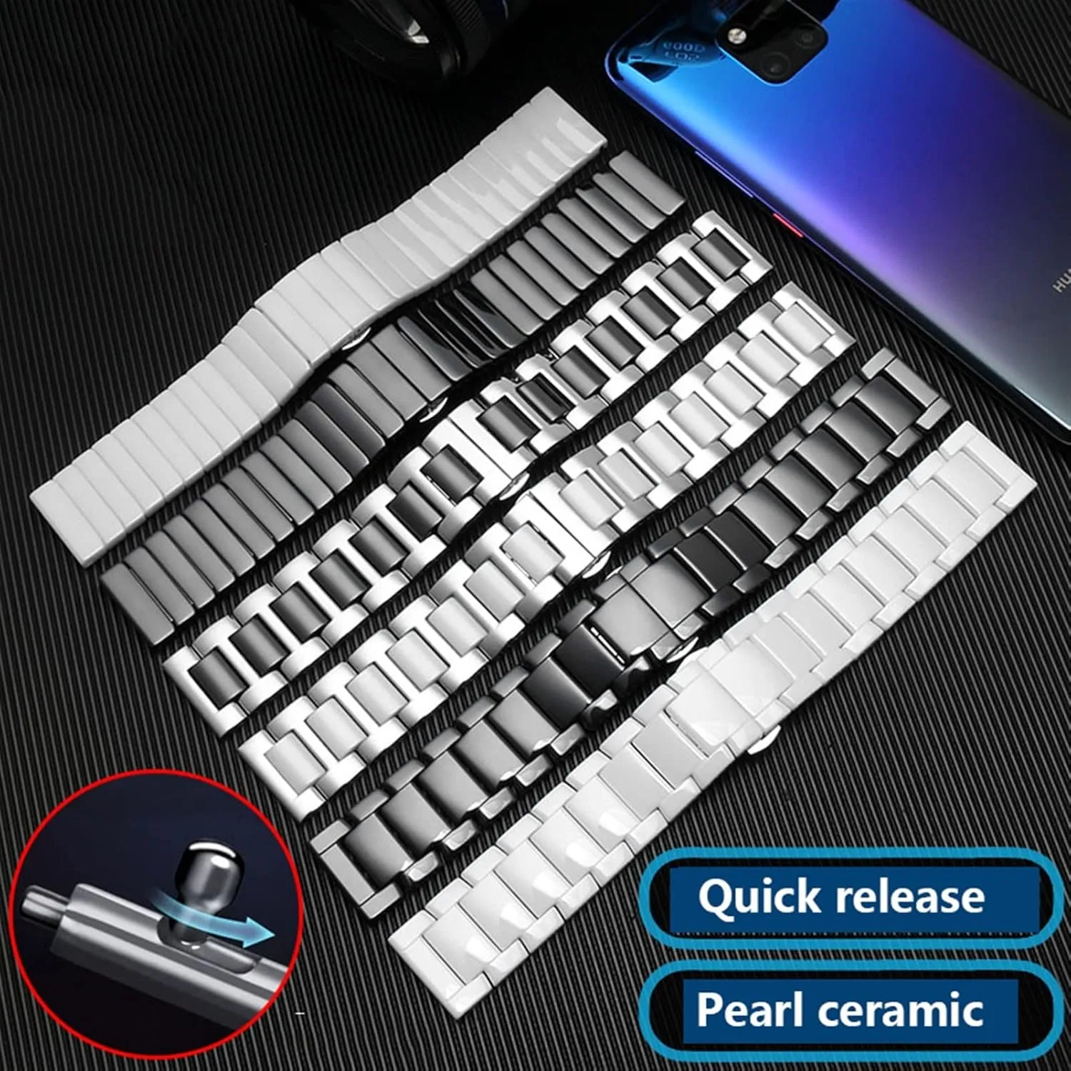 Smart watchband 20mm 22mm Ceramic bracelet For gear S2 S3 S4 Replacement Strap For watch2 Pro gt2 magic bands