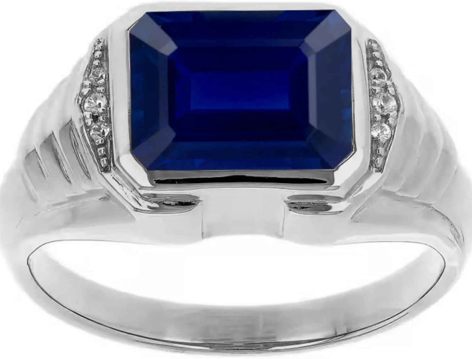 Solid 10K 14K 18K Gold Mens Gemstone Engagement Ring 4CT Emerald Cut Lab Created Gemstone Ring for Men Anniversary Promise Wedding Ring Jewelry Gifts for Him Husband Father