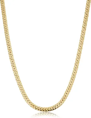 Solid 14k Yellow Gold Filled 4.8 mm Bombay Curb Chain Necklace for Men and Women (16, 18 or 20 inch)
