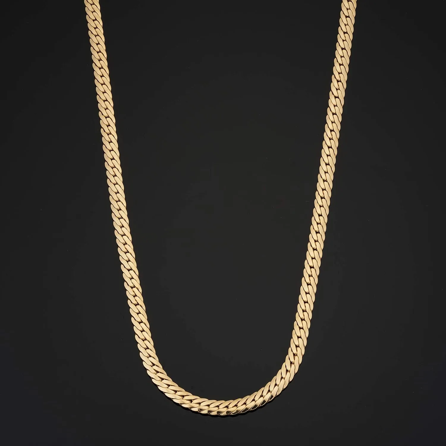 Solid 14k Yellow Gold Filled 4.8 mm Bombay Curb Chain Necklace for Men and Women (16, 18 or 20 inch)