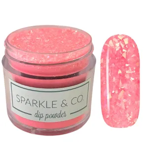 Sparkle & Co. Dip Powders – dp.205 Summer Shellabration (Bright Coral Flakes) 1 Ounce Dipping Powder Jar For Manicure DIY Summer Shade, No Lamp Needed