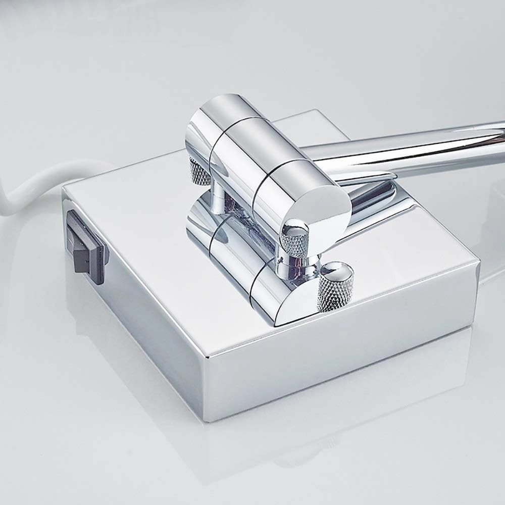 Square Led Makeup Mirror Bathroom Bathroom Mirror Bathroom Stainless Steel Folding Mirror (Color : A)