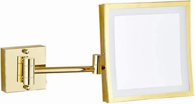 Square Led Makeup Mirror Bathroom Bathroom Mirror Bathroom Stainless Steel Folding Mirror (Color : A)