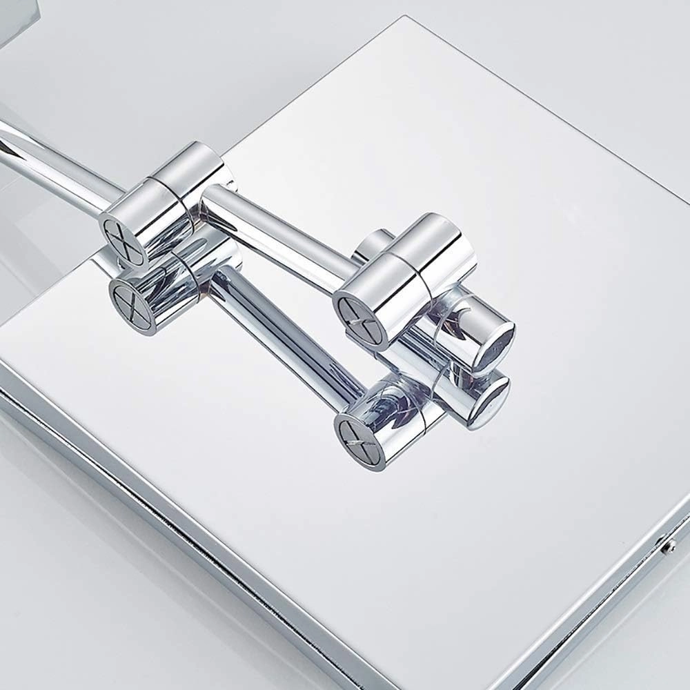 Square Led Makeup Mirror Bathroom Bathroom Mirror Bathroom Stainless Steel Folding Mirror (Color : A)