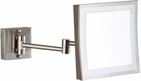 Square Led Makeup Mirror Bathroom Bathroom Mirror Bathroom Stainless Steel Folding Mirror (Color : B)