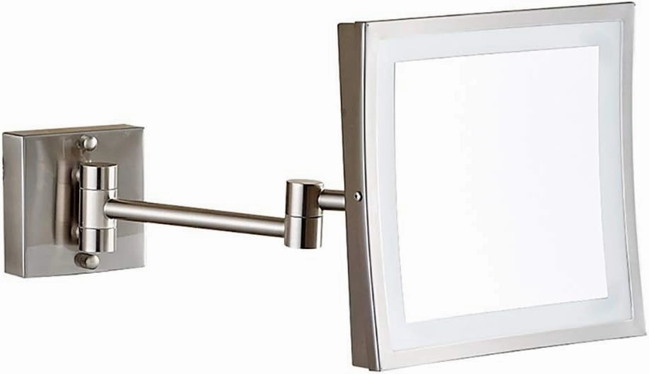 Square Led Makeup Mirror Bathroom Bathroom Mirror Bathroom Stainless Steel Folding Mirror (Color : B)