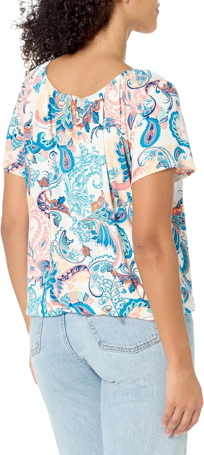 Star Vixen Women's Short Sleeve Peasant Top