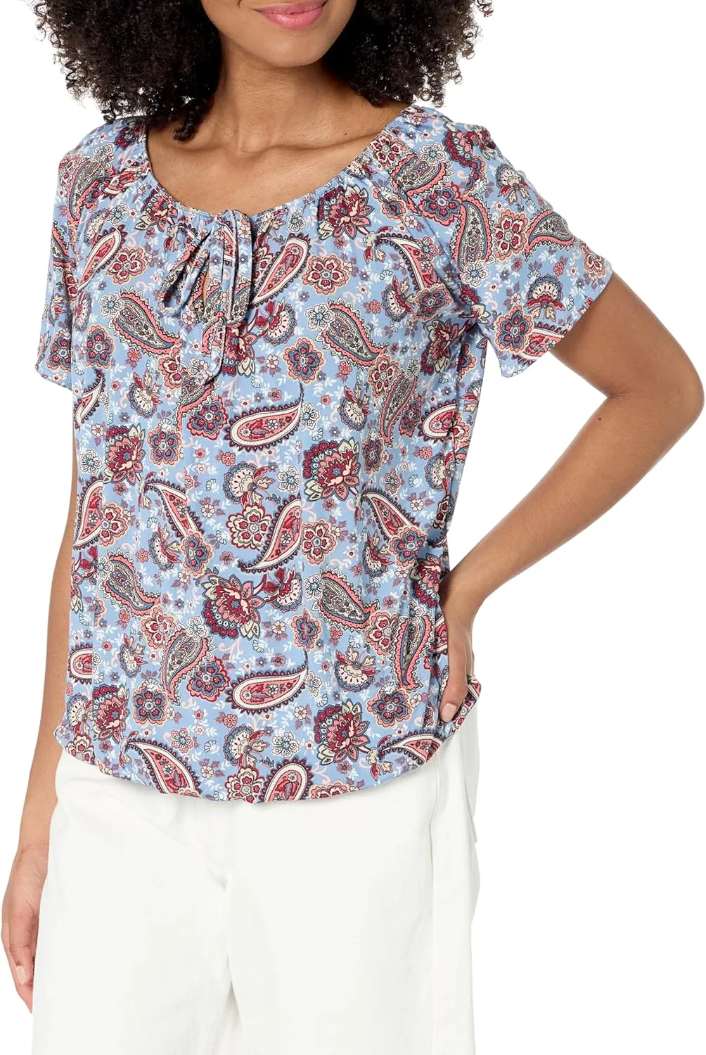 Star Vixen Women's Short Sleeve Peasant Top