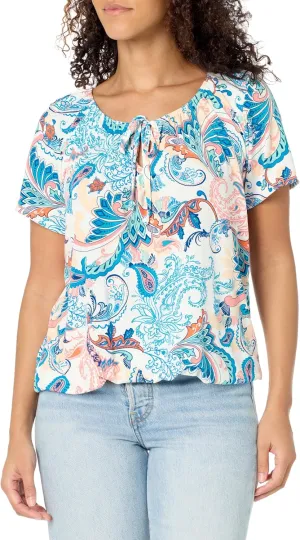 Star Vixen Women's Short Sleeve Peasant Top