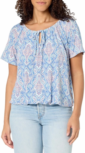 Star Vixen Women's Short Sleeve Peasant Top