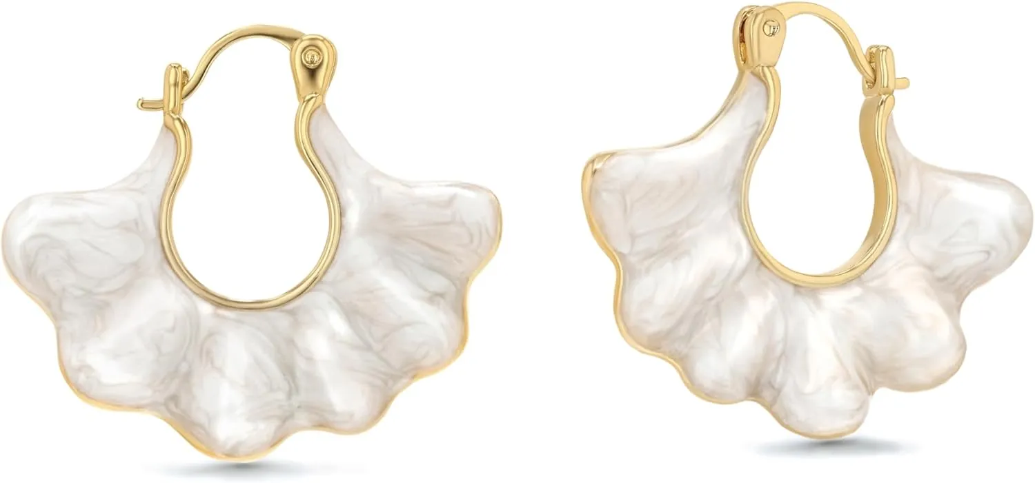 Statement Earrings for Women, Gold Dangle Earrings, Gold Statement Earrings, Pearl Earrings, Gold Earrings, Earrings Dangle, Gold Hoop Earrings for Women, Fan Shape Earrings from SNGIA, Earrings