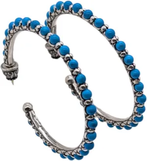 Sterling Silver, 18K Gold and Turquoise Earrings SKMK3014-137