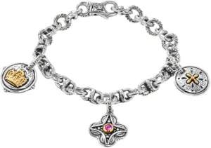 Sterling Silver Silver and 18K Gold Corundum Bracelet BKJ698-538