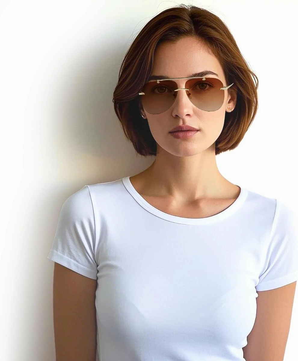 Sun Visor Hat & Oversized Aviator Sunglasses Set – Women's Foldable No Headache Sun Hat, Fashion Sunglasses