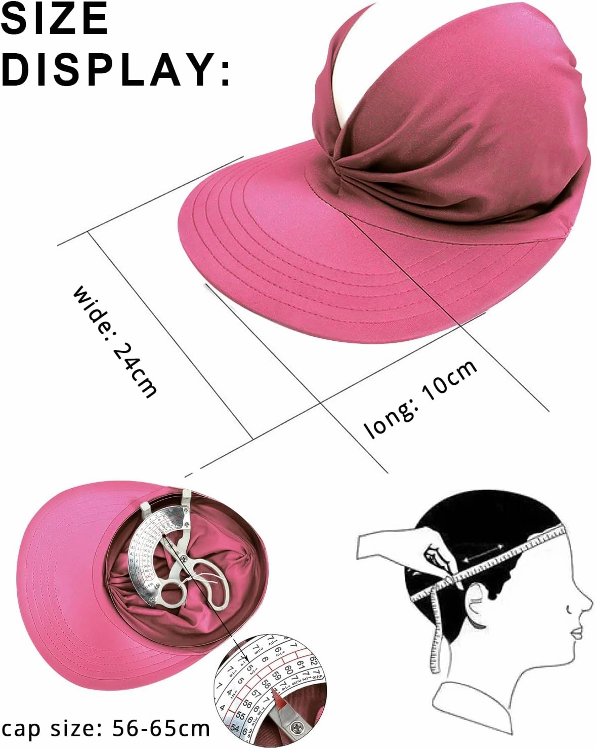 Sun Visor Hat & Oversized Aviator Sunglasses Set – Women's Foldable No Headache Sun Hat, Fashion Sunglasses