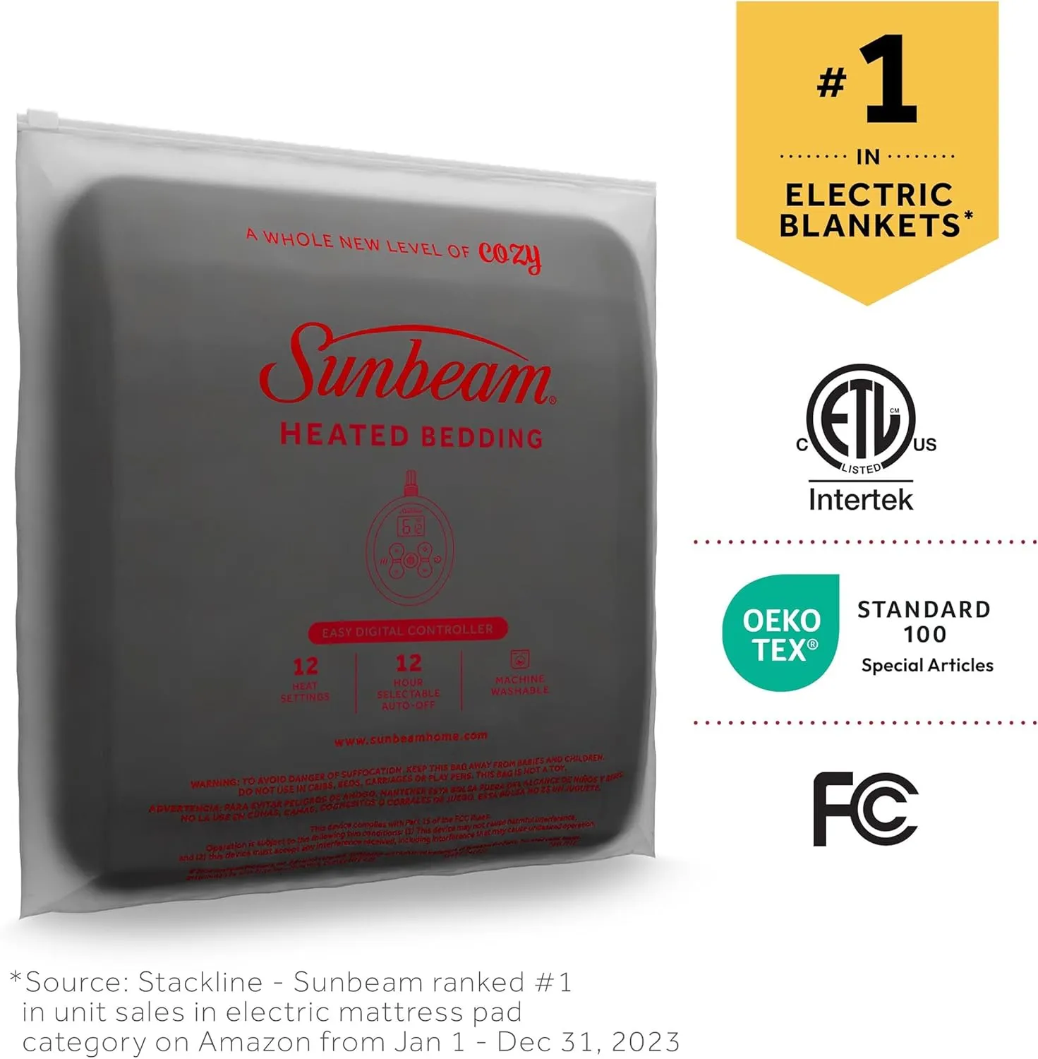 Sunbeam Royal Luxe Cabernet Heated Blanket - Full
