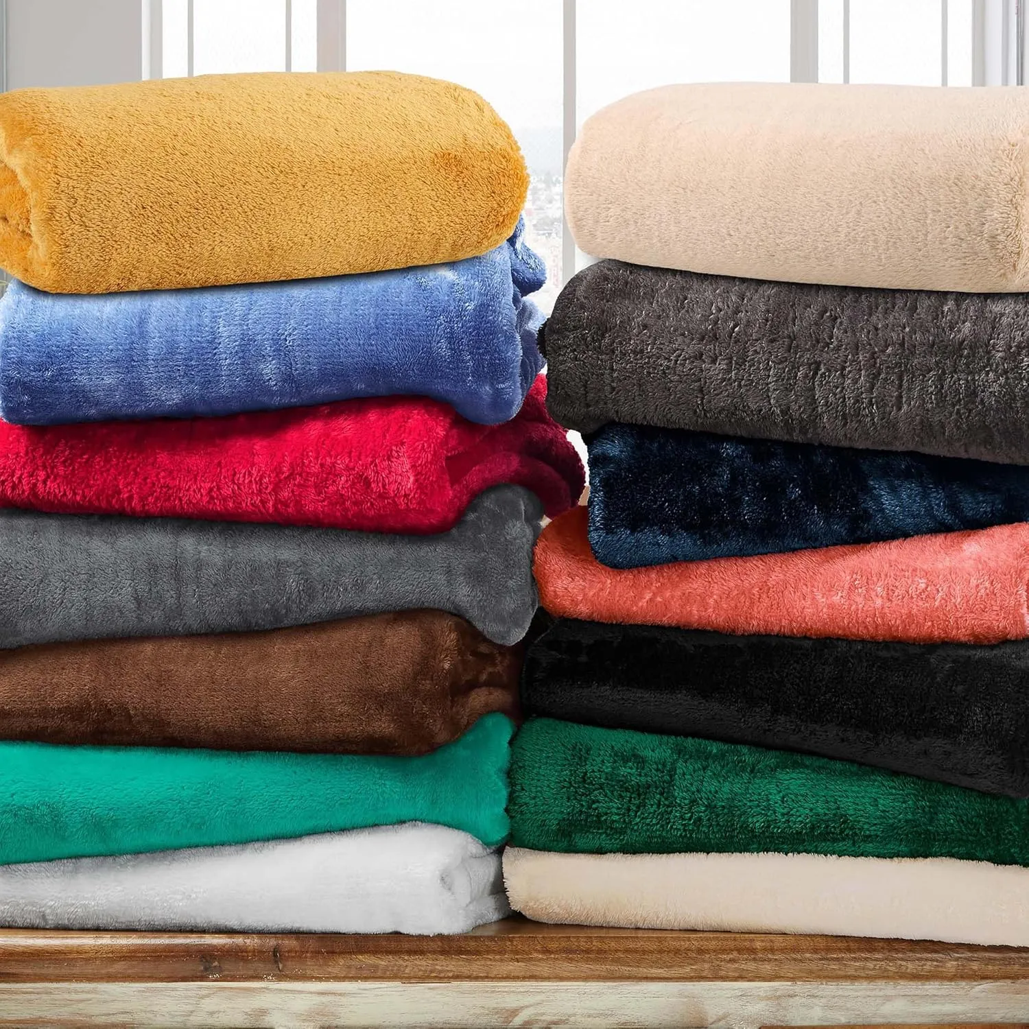 Superior Classic Solid Fleece Blanket, Thick, Cozy, Warm Blankets, Velvety Soft Plush Bedding and Sofa Throw, Cute Bedroom Decor, Fuzzy Cover, Medium Weight Comfort Essentials, Throw XL, Black