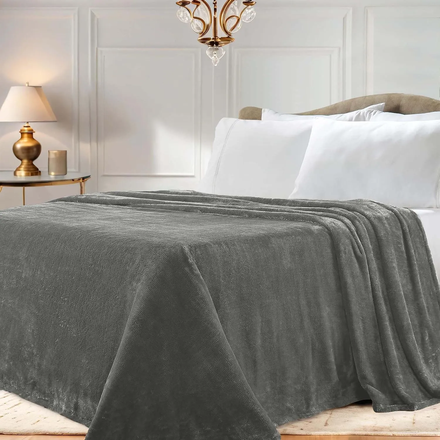 Superior Classic Solid Fleece Blanket, Thick, Cozy, Warm Blankets, Velvety Soft Plush Bedding and Sofa Throw, Cute Bedroom Decor, Fuzzy Cover, Medium Weight Comfort Essentials, Throw XL, Charcoal