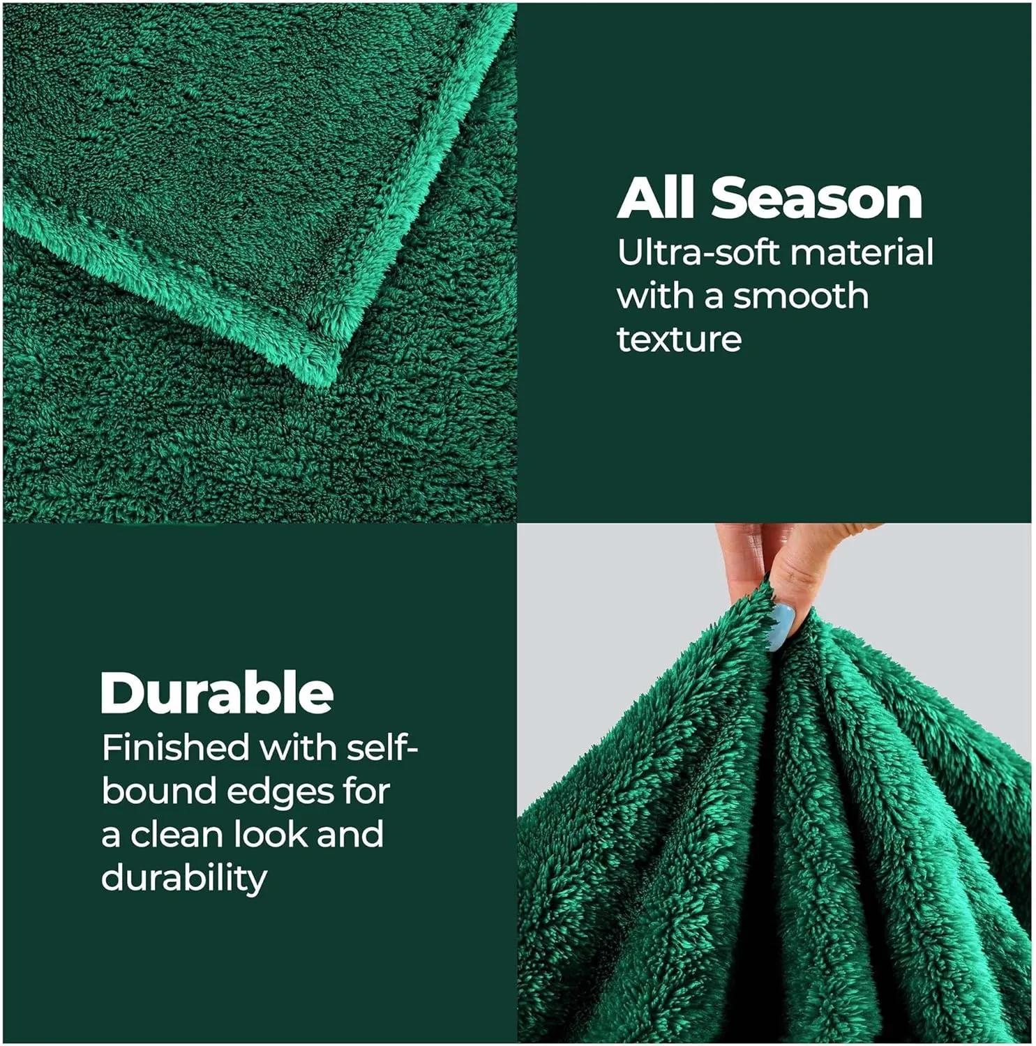 Superior Classic Solid Fleece Blanket, Thick, Cozy, Warm Blankets, Velvety Soft Plush Bedding and Sofa Throw, Cute Bedroom Decor, Fuzzy Cover, Medium Weight Comfort Essentials, Throw XL, Evergreen