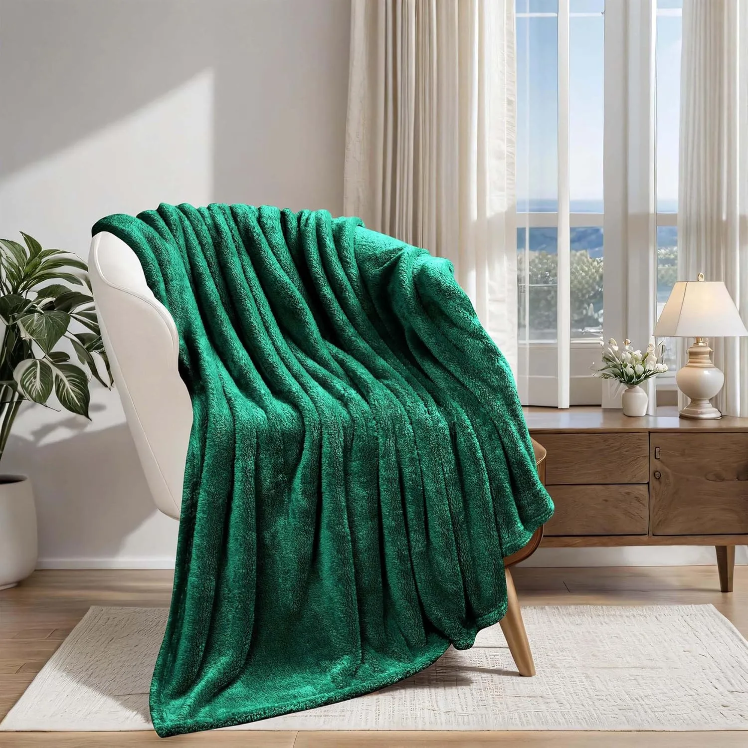 Superior Classic Solid Fleece Blanket, Thick, Cozy, Warm Blankets, Velvety Soft Plush Bedding and Sofa Throw, Cute Bedroom Decor, Fuzzy Cover, Medium Weight Comfort Essentials, Throw XL, Evergreen