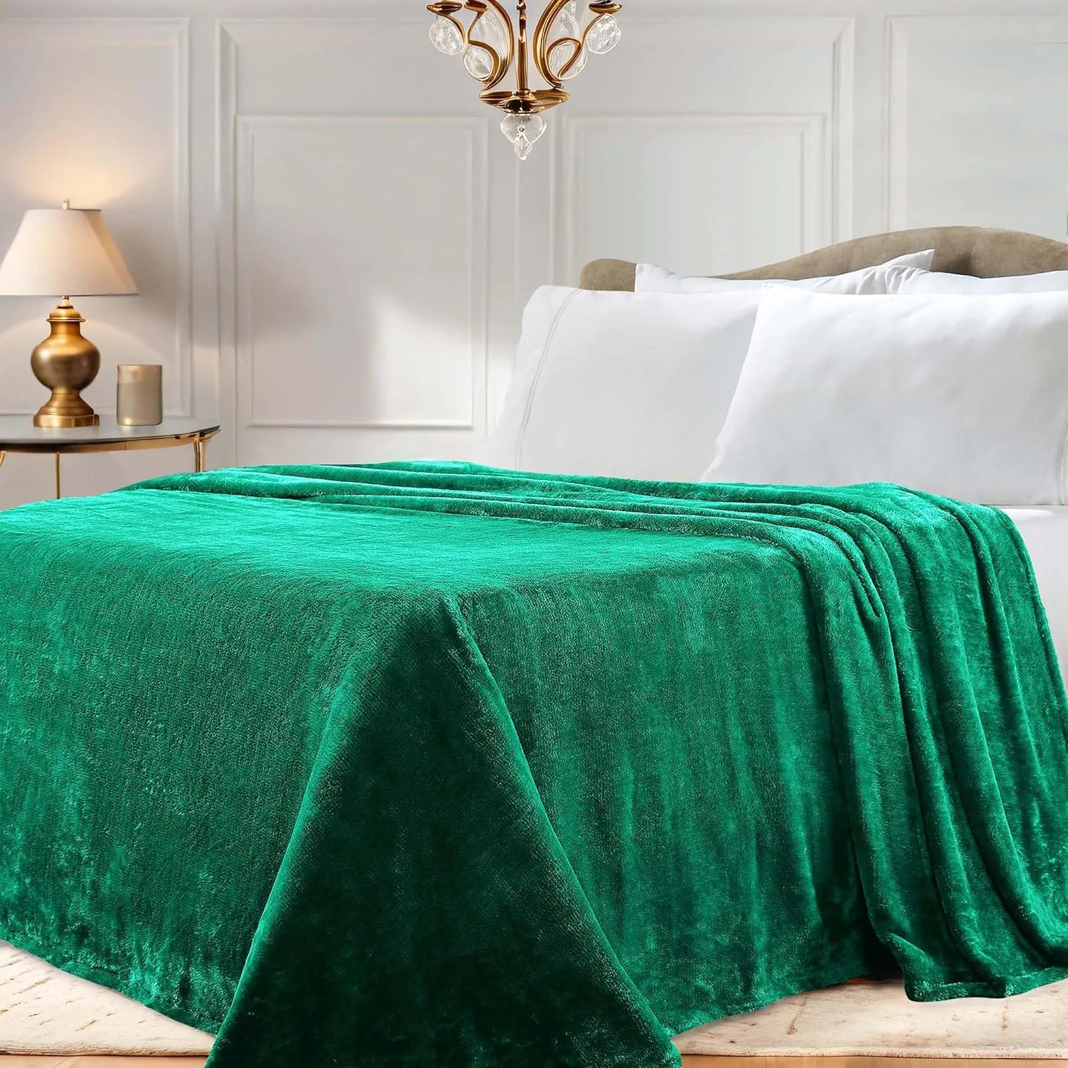 Superior Classic Solid Fleece Blanket, Thick, Cozy, Warm Blankets, Velvety Soft Plush Bedding and Sofa Throw, Cute Bedroom Decor, Fuzzy Cover, Medium Weight Comfort Essentials, Throw XL, Evergreen