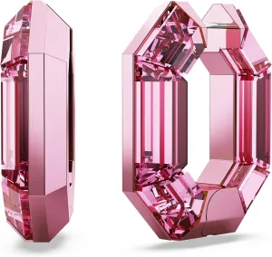 Swarovski Lucent Small Hoop Earrings, Pink Octagon-Shaped Crystals, Part of the Swarovski Lucent Collection