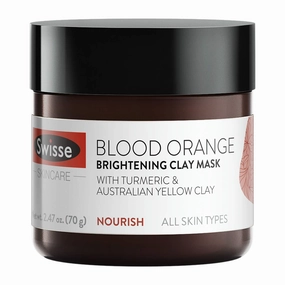 Swisse Natural Skincare Blood Orange Australian Yellow Kaolin Clay Face Mask | Skin Brightening for All Skin Types | Evens and Brightens Skin Tone | Turmeric & Eleuthero Ginseng | 2.47 Oz