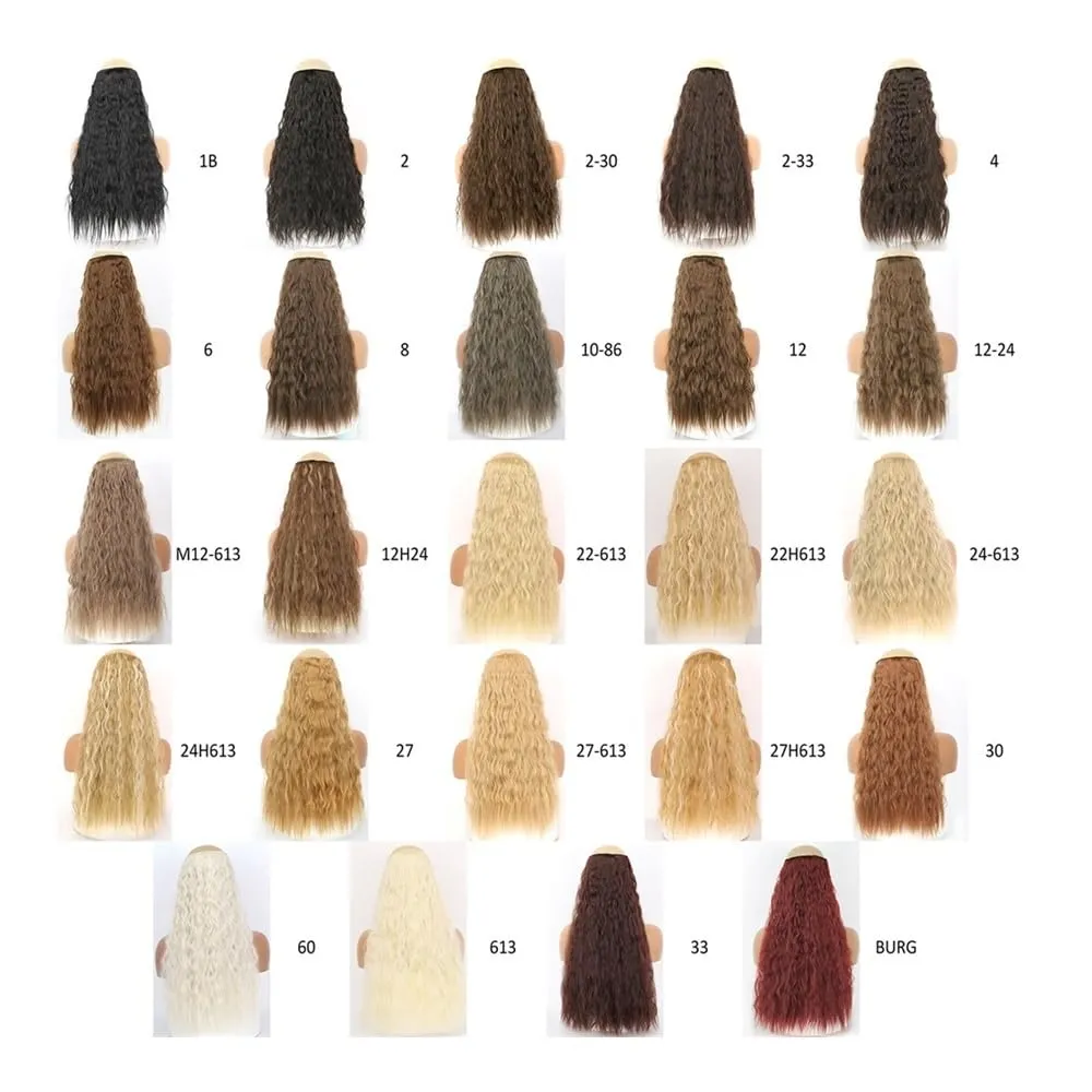 Tape In Extensions, Wig Women's Five-Card Style Corn Hot Long Curly Hair Five-Card Wave Hair Twig Hair Extensions(Red,22inch)