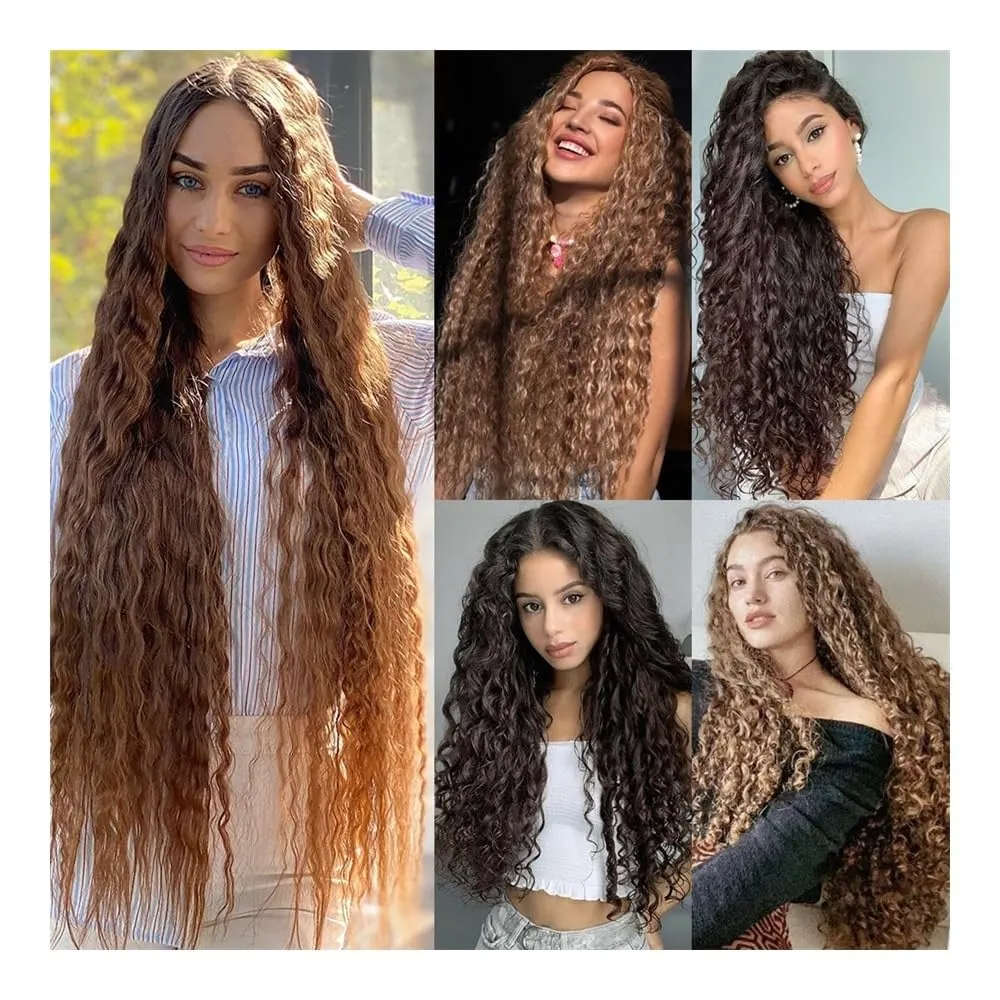 Tape In Extensions, Wig Women's Five-Card Style Corn Hot Long Curly Hair Five-Card Wave Hair Twig Hair Extensions(Red,22inch)