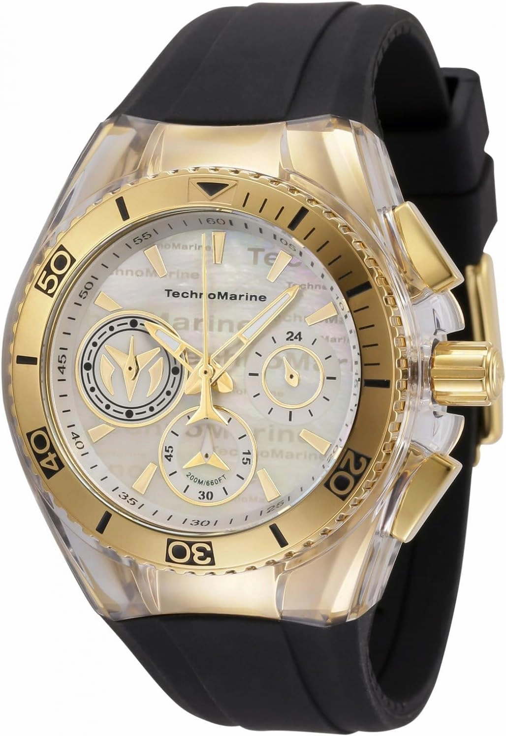 Technomarine Women's Cruise California Stainless Steel Quartz Watch with Silicone Strap, Black, 26.25 (Model: TM-120029)